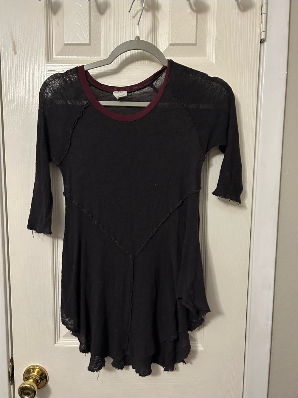 Free People Black Tunic with Wine Trim